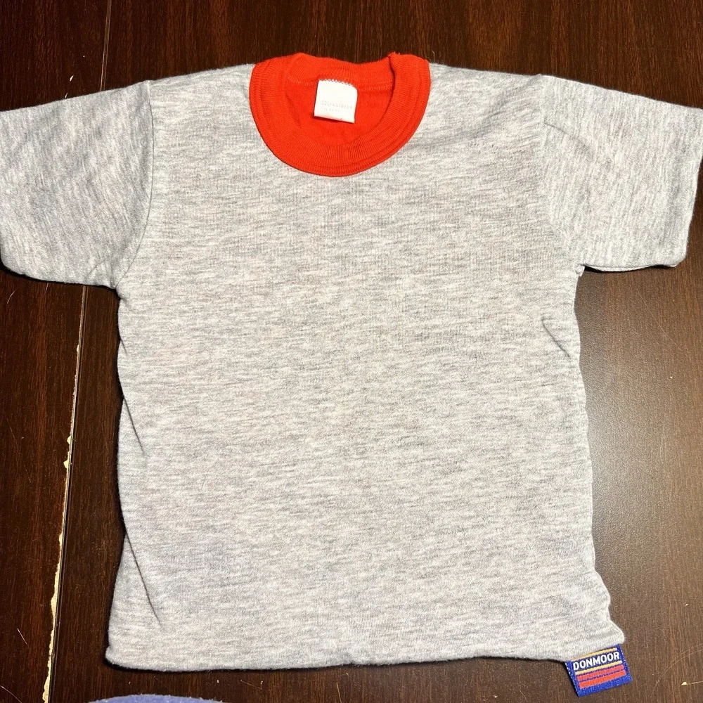 Vintage Donmoor Boys Reversible T-Shirt Red Gray Double Layer USA Sz 6–7 80s EUC